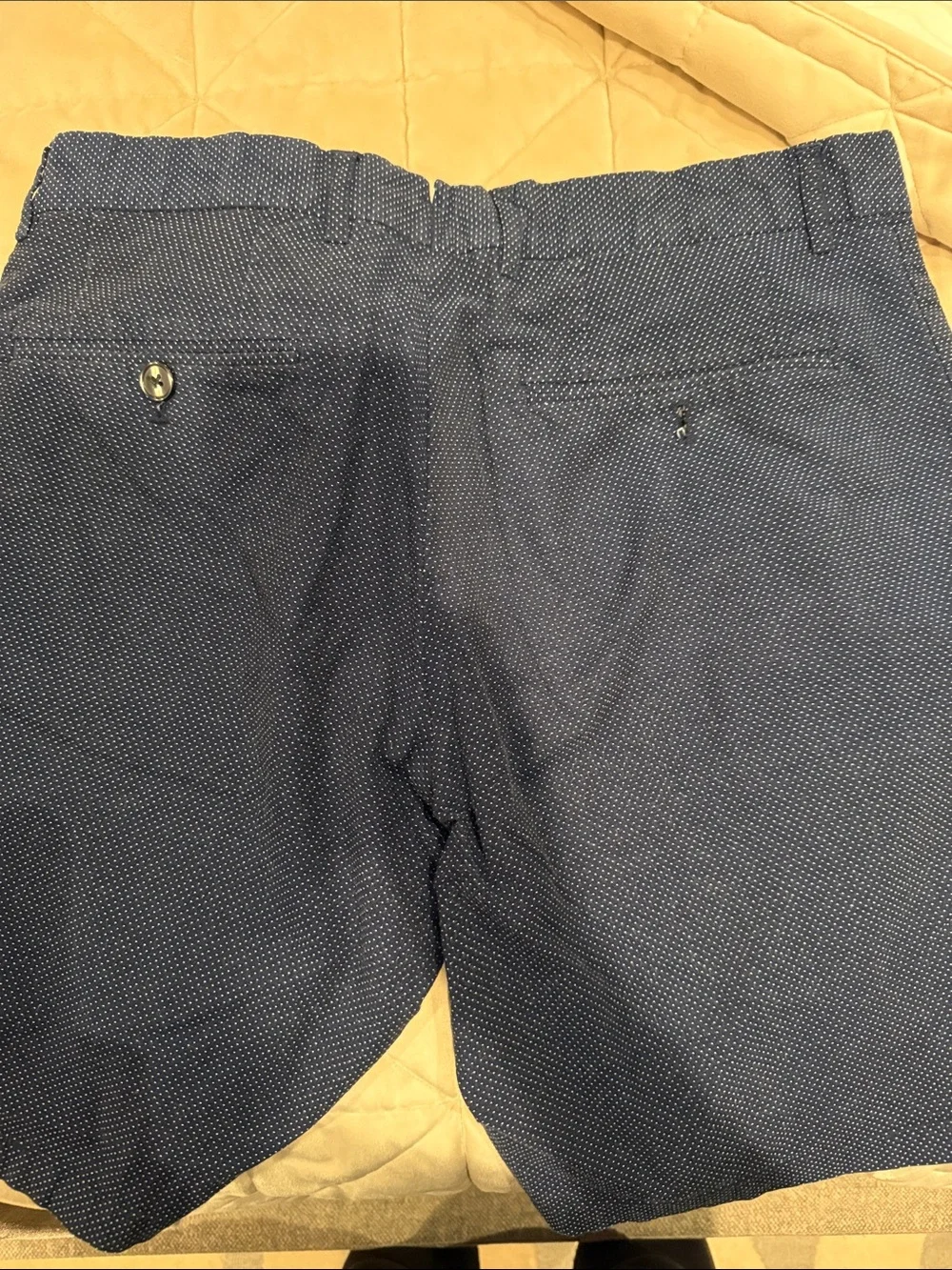 Frank & Oak Navy Microdot Flat-Front Shorts